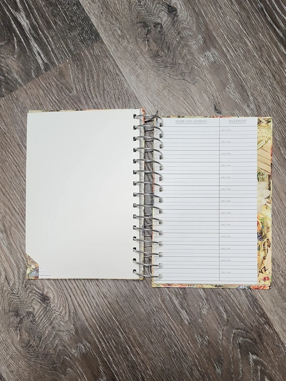 Vintage Hardcover Spiral Bound Floral Address Book - New